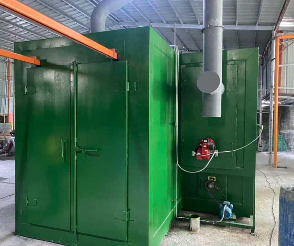 Green batch type oven with burner